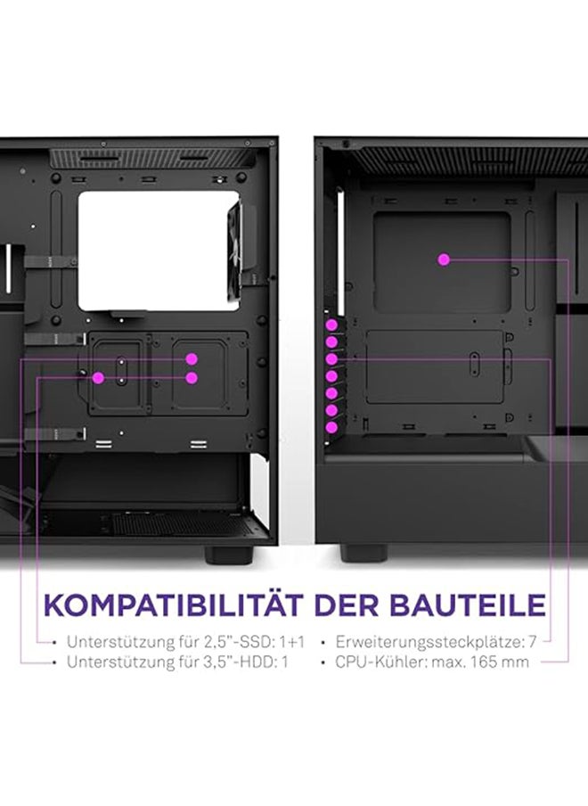 NZXT - H5 Flow - CC-H51FB-01 - ATX Mid Tower PC Gaming Case - Front I/O USB Type-C Port - Quick-Release Tempered Glass Side Panel - Black - Image 1