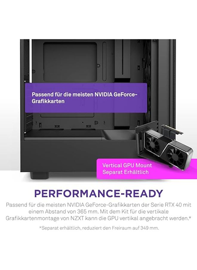 NZXT - H5 Flow - CC-H51FB-01 - ATX Mid Tower PC Gaming Case - Front I/O USB Type-C Port - Quick-Release Tempered Glass Side Panel - Black - Image 1
