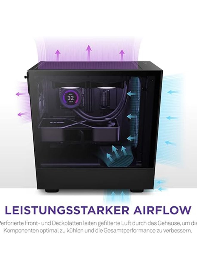 NZXT - H5 Flow - CC-H51FB-01 - ATX Mid Tower PC Gaming Case - Front I/O USB Type-C Port - Quick-Release Tempered Glass Side Panel - Black - Image 1