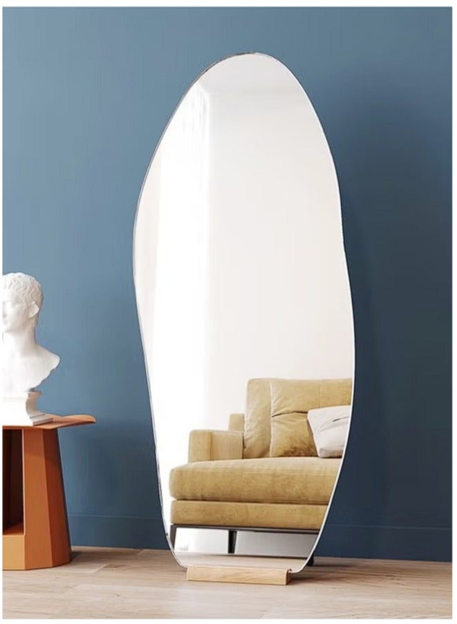 fashionhome Premium Modern Design Full Length Mirror Borderless Standing Hanging Large Bedroom Mirror Floor Mirror Dressing Mirror Wall-Mounted Mirror with Wood Base 50 x 160 Centimeter - Image 2