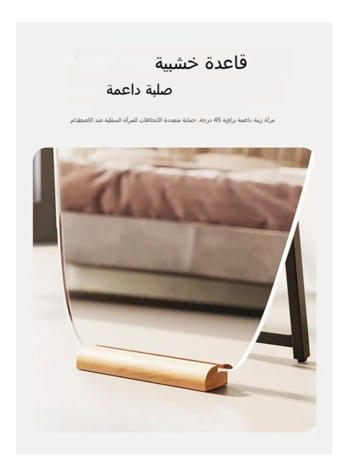 fashionhome Premium Modern Design Full Length Mirror Borderless Standing Hanging Large Bedroom Mirror Floor Mirror Dressing Mirror Wall-Mounted Mirror with Wood Base 50 x 160 Centimeter - Image 3