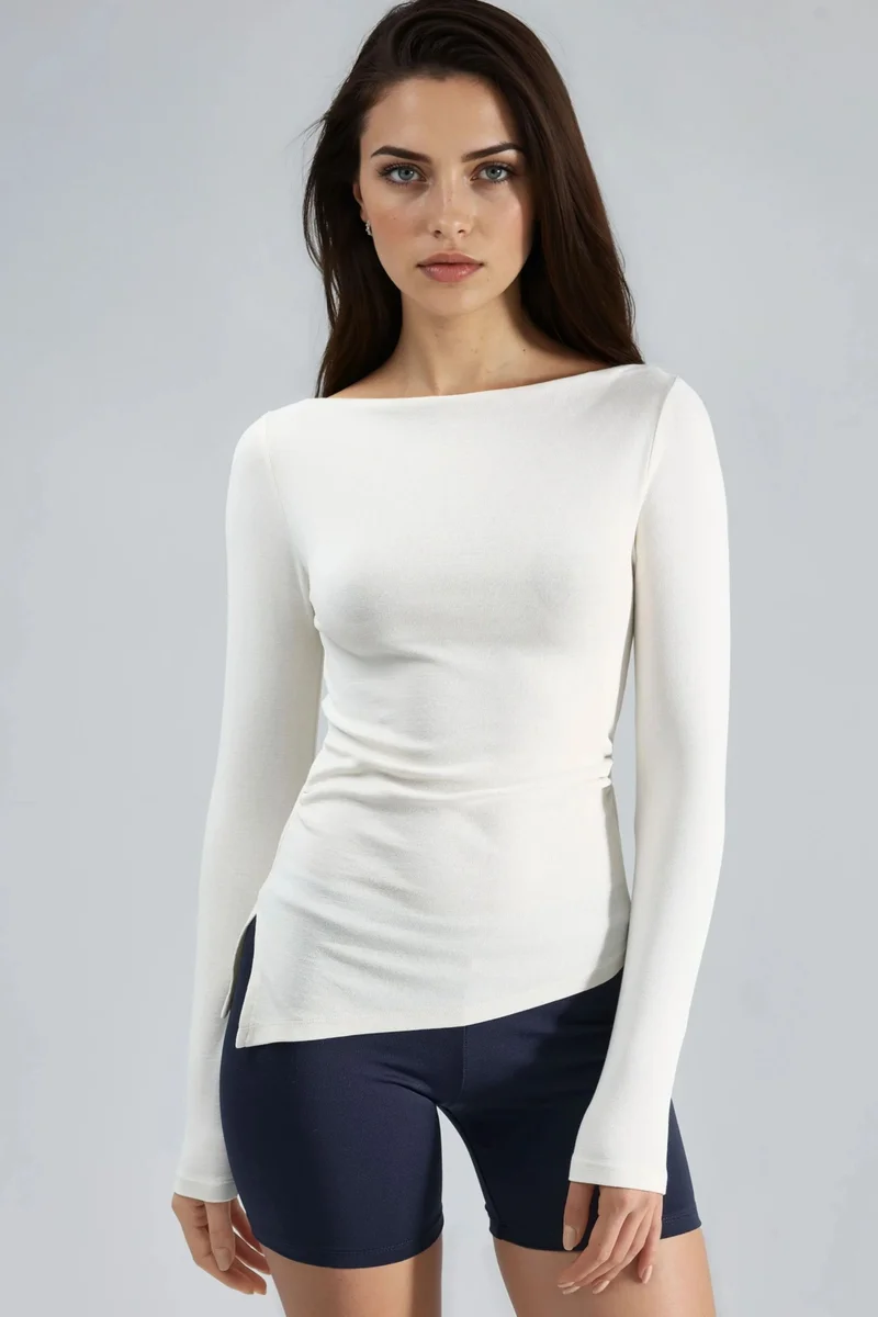 Busem BUSEM Boat Neck Cotton Blouse