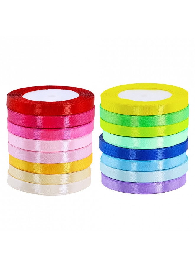 Supla 16 Colors 400 Yard Fabric Ribbon Silk Satin Roll Satin Ribbon Rolls in 2/5" Wide, 25 Yard/roll,16 Rolls,Satin Ribbon Fabric Ribbon Embellish Ribbon Ribbon for Bows Crafts Gifts Party Wedding - Image 2