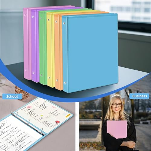 LIMANLIRY 3 Ring Binders,1 Inch Round Rings, with Clear View Covers, Assorted Colors,6 Pack - Image 5