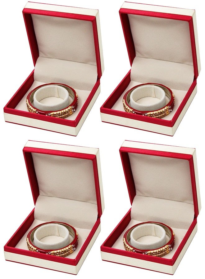 LUCES Satin Makeup Jewellery Storage Box Bangle Chudi Bracelet Chains Ring Earrings Wardrobe Organizer Travel Vanity Case for Women Maroon Pack of 4 - Image 1