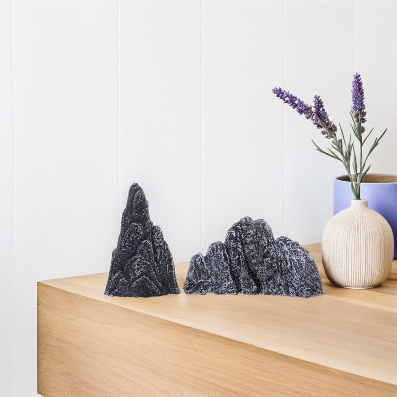 2pcs Mini Resin Rockery: Resin Miniature Rockery Decoration Landscape Sculpture - Simulated Mountain Landscape Ornament For Desktop Bookshelf Office - Image 5