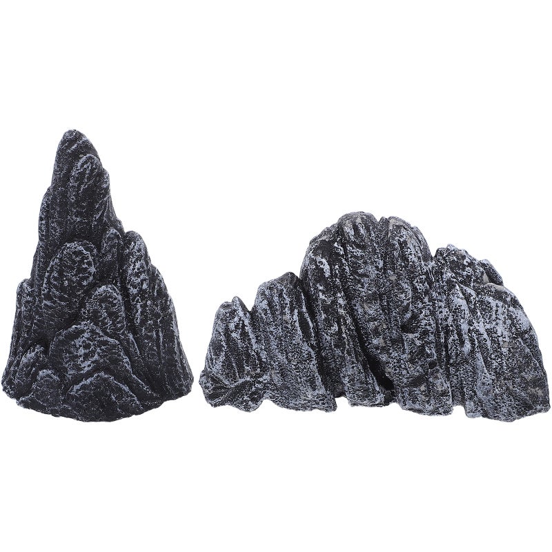 2pcs Mini Resin Rockery: Resin Miniature Rockery Decoration Landscape Sculpture - Simulated Mountain Landscape Ornament For Desktop Bookshelf Office - Image 1