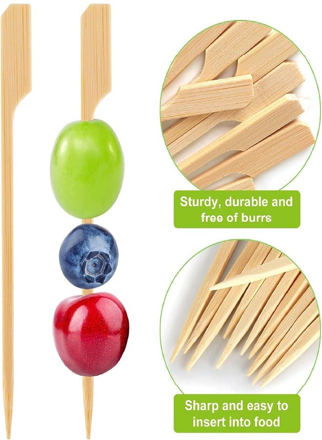 100PCS Cocktail Picks Bamboo Skewers For Appetizers, Paddle Wooden Skewers, Fancy Flat Toothpicks For Appetizers, 4.7 IN Bamboo Sticks For Party Sandwich Fruit Charcuterie Boards Accessories - Image 5