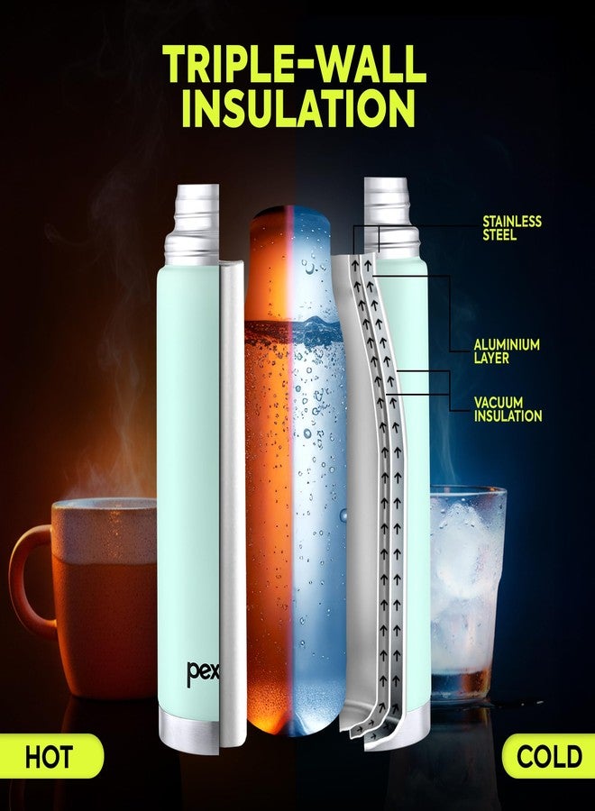 PEXPO Stainless Steel Water Bottle 1 LTR, ISI Certified, Hot & Cold Flask with Jute Bag | Leak Proof| 2 Year Warranty | for School, Office, Travel & Picnic | Flamingo | Sea Green - Image 3