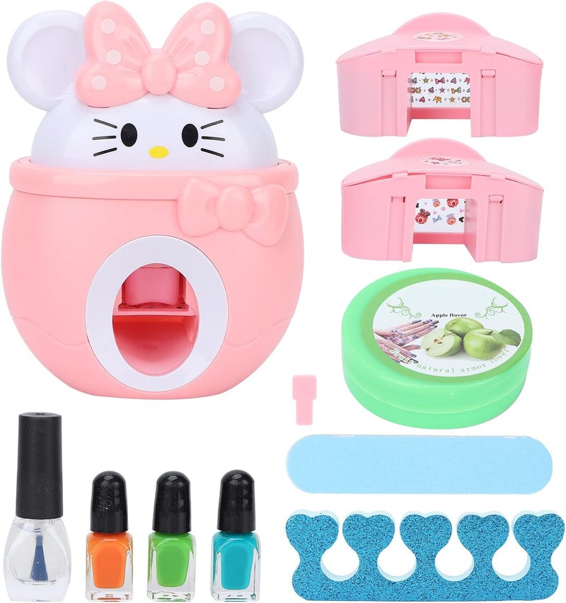 كلاراكو مجموعة ألعاب طلاء الأظافر للبنات، 10 قطع، أحمر شفاه، طابع أظافر، ظلال عيون، طابعة فن الأظافر، مجموعة أدوات مكياج للأطفال، هدية رائعة لأعياد ميلاد الأطفال - Image 1