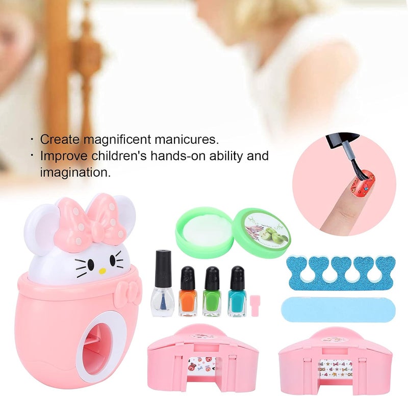 كلاراكو مجموعة ألعاب طلاء الأظافر للبنات، 10 قطع، أحمر شفاه، طابع أظافر، ظلال عيون، طابعة فن الأظافر، مجموعة أدوات مكياج للأطفال، هدية رائعة لأعياد ميلاد الأطفال - Image 4