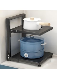 TYCOM Tycom Pots and Pans Organizer for Cabinet,Kitchen Organizer and Storage Rack,Space Saving Stand with Adjustable Dividers,2 Layer Single Sided With Panel Black.  - Image 1