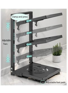 TYCOM Tycom Pots and Pans Organizer for Cabinet,Kitchen Organizer and Storage Rack,Space Saving Stand with Adjustable Dividers,2 Layer Single Sided With Panel Black.  - Image 5