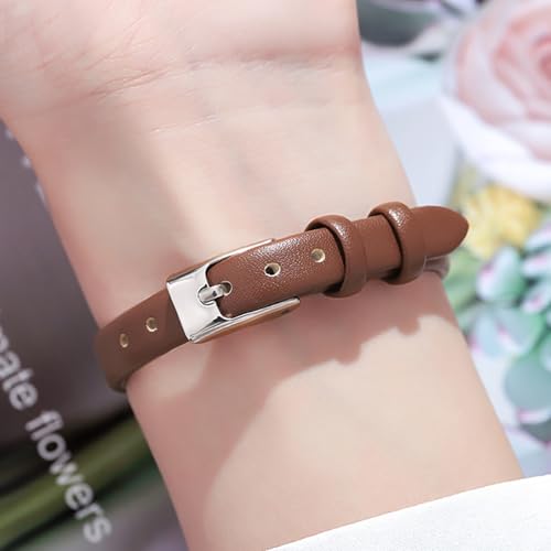 BESTKANG Women's Fashion Leather Strap Watch Easy - Read Dial Casual Quartz Wristwatch Waterproof Watch Women's Small Wrist Watch (Brown) - Image 4