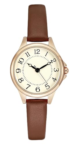 BESTKANG Women's Fashion Leather Strap Watch Easy - Read Dial Casual Quartz Wristwatch Waterproof Watch Women's Small Wrist Watch (Brown) - Image 1
