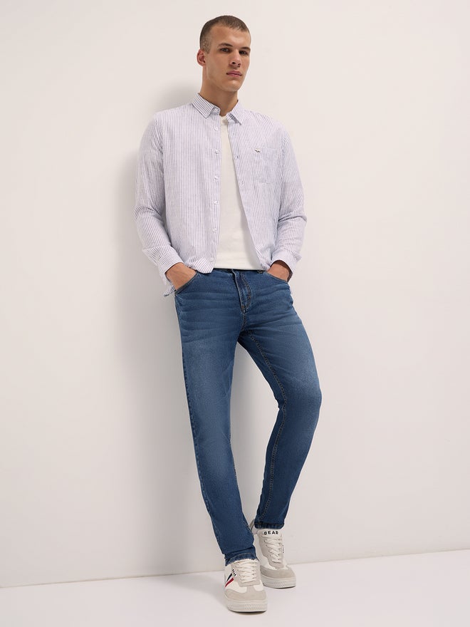 The Bear House Men Cotton Blend Mid Rise Skinny Fit Jeans - Image 1