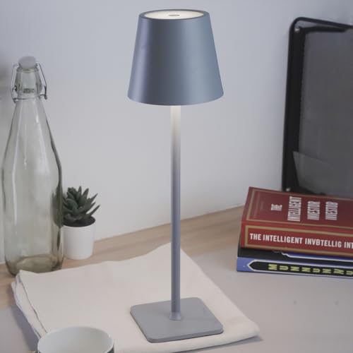 Chronos Conic Cordless LED Table Lamp - USB Rechargeable Portable Touch Control Dimmable 3 Light Color Tunable Table Lamp for Hotel, Cafe, Restaurant or Home for Bedside, Dining (Gold) - Image 3