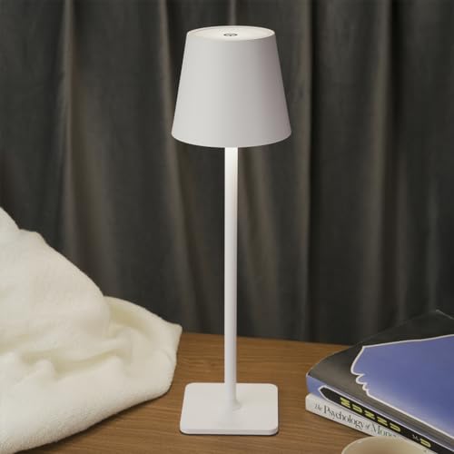 Chronos Conic Cordless LED Table Lamp - USB Rechargeable Portable Touch Control Dimmable 3 Light Color Tunable Table Lamp for Hotel, Cafe, Restaurant or Home for Bedside, Dining (Gold) - Image 4