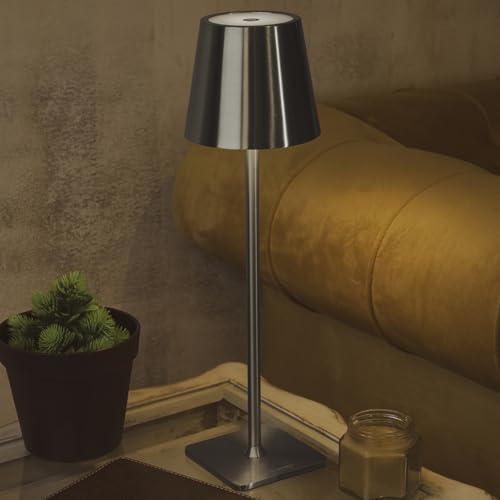 Chronos Conic Cordless LED Table Lamp - USB Rechargeable Portable Touch Control Dimmable 3 Light Color Tunable Table Lamp for Hotel, Cafe, Restaurant or Home for Bedside, Dining (Gold) - Image 5