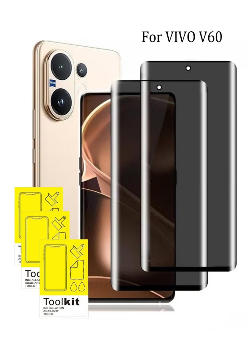 إكس ليفيل [حزمة 2] حماية شاشة الخصوصية متوافقة مع VIVO V60 ، حماية شاشة الزجاج المقلص الخصوصية المضادة للنظر التغطية الكاملة المضادة للجسوس الزجاج المقلص فيلم الحماية - Image 1