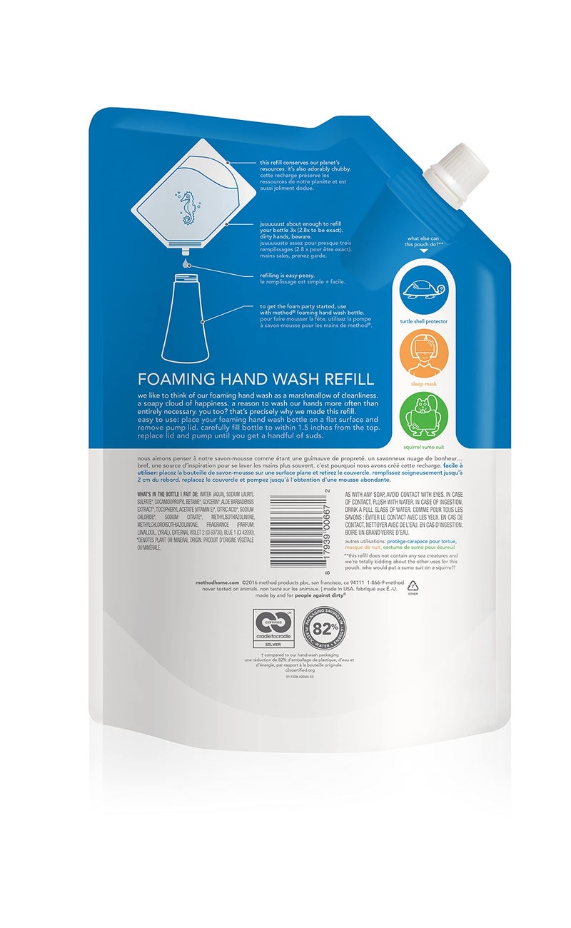 Method Foaming Hand Wash Refill Pouch, Sea Minerals, 28 Fl Oz (Pack of 3) - Image 2