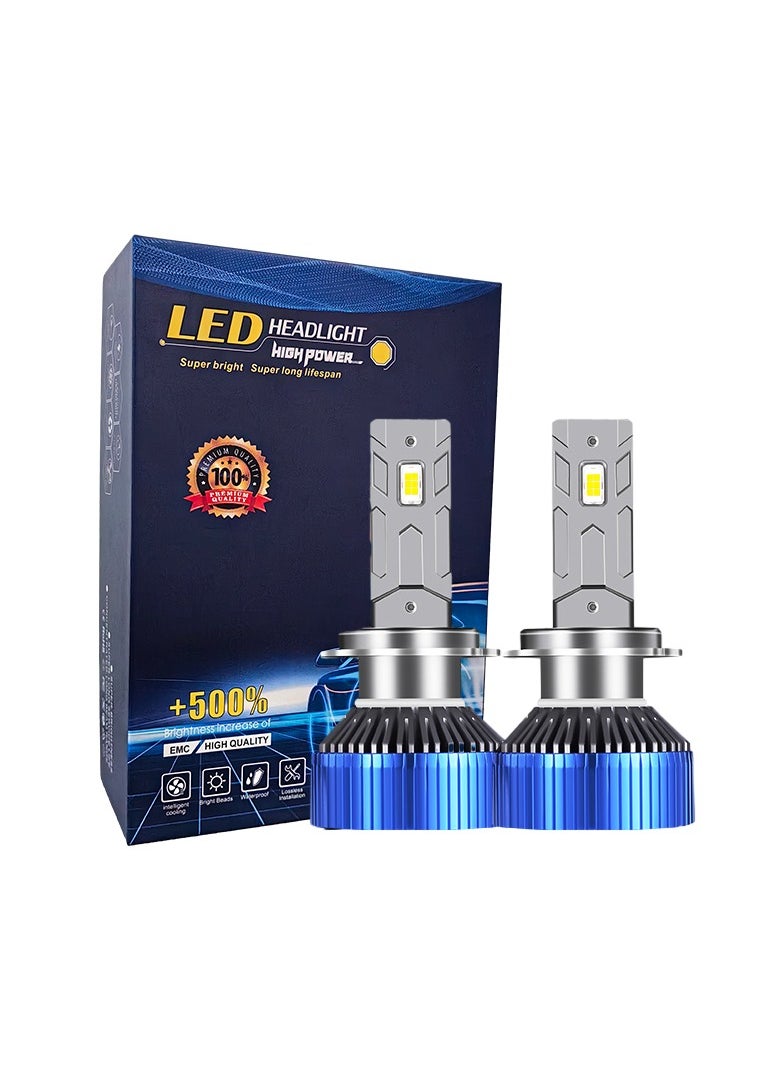 Generic - 2Pcs H7 LED Headlight Bulbs 120W 13800 Lumens 500% Brighter 6000K Cool White IP68 Waterproof - Image 1