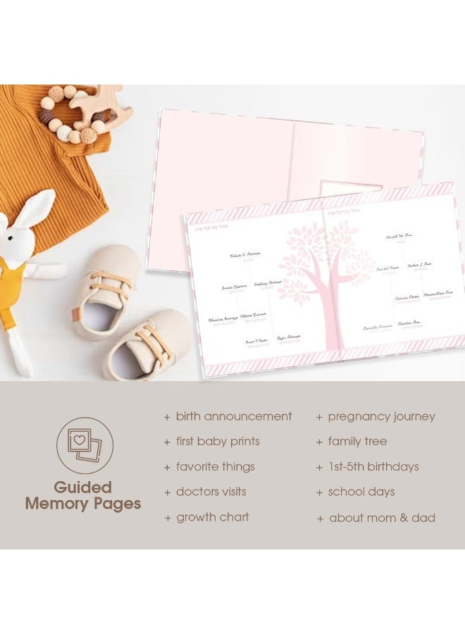 Pearhead First 5 Years Chevron Baby Memory Book With Clean-Touch Baby Safe Ink Pad To Make Baby's Hand Or Footprint Included, Newborn Milestone And Pregnancy Journal, Pink - Image 5