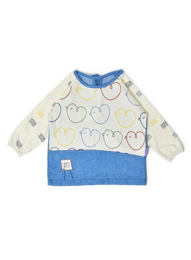 Mi Arcus Blue Heart Printed Kids Painting Apron Full Sleeves with Back Knot Closure - Suitable for 1-4 Years - Image 1