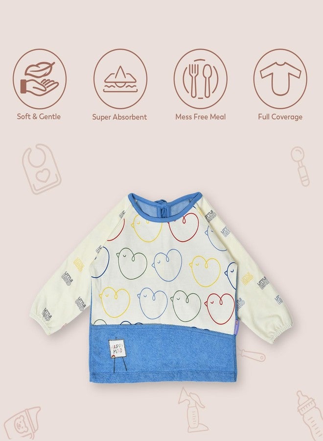 Mi Arcus Blue Heart Printed Kids Painting Apron Full Sleeves with Back Knot Closure - Suitable for 1-4 Years - Image 2