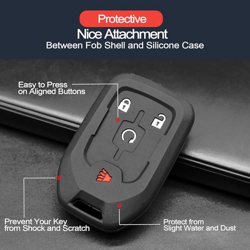 INFIPAR 2pcs Compatible with GMC Terrain Acadia Key Fob Cover Case Key Chain Protector Keyless Remote Smart 4 Buttons Holder - Image 4