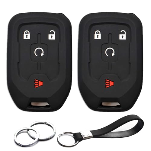 INFIPAR 2pcs Compatible with GMC Terrain Acadia Key Fob Cover Case Key Chain Protector Keyless Remote Smart 4 Buttons Holder - Image 1