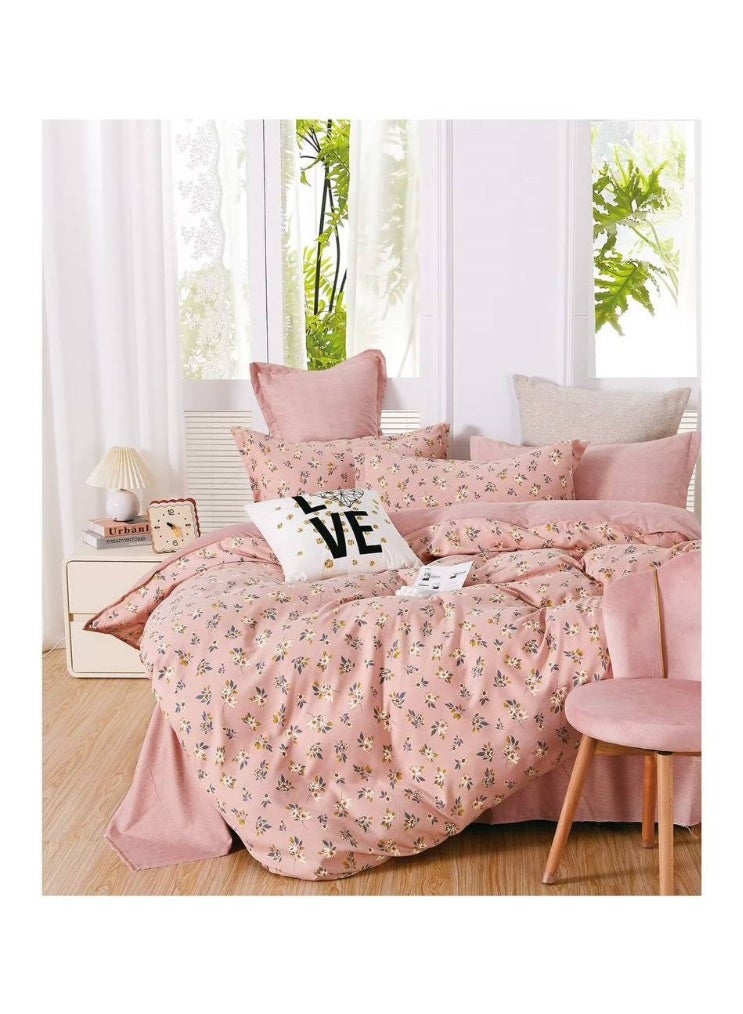 طقم سرير قطني مفرد مكون من 4 قطع - غطاء لحاف 160×210 سم، شرشف مطاطي 120×200+25 سم، وغطاءان للوسائد - مفروشات ناعمة ومريحة