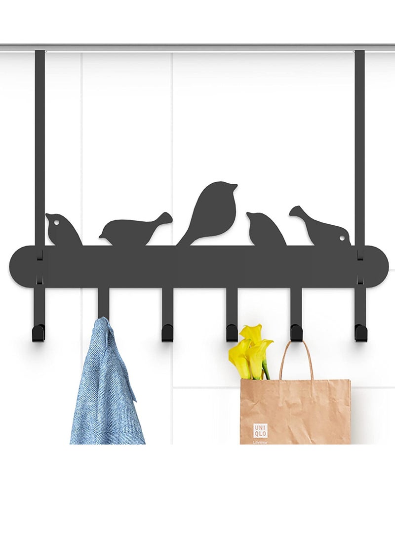 SYOSI Over The Door Hook for Bird Pattern Heavy Duty Hanging Towel Organizer with 6 Hooks for Towel Coat Bag Robe Space Saving Nails Free Fits Most Doors - Image 1