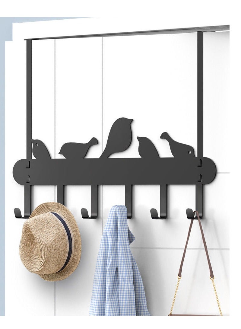 SYOSI Over The Door Hook for Bird Pattern Heavy Duty Hanging Towel Organizer with 6 Hooks for Towel Coat Bag Robe Space Saving Nails Free Fits Most Doors - Image 2