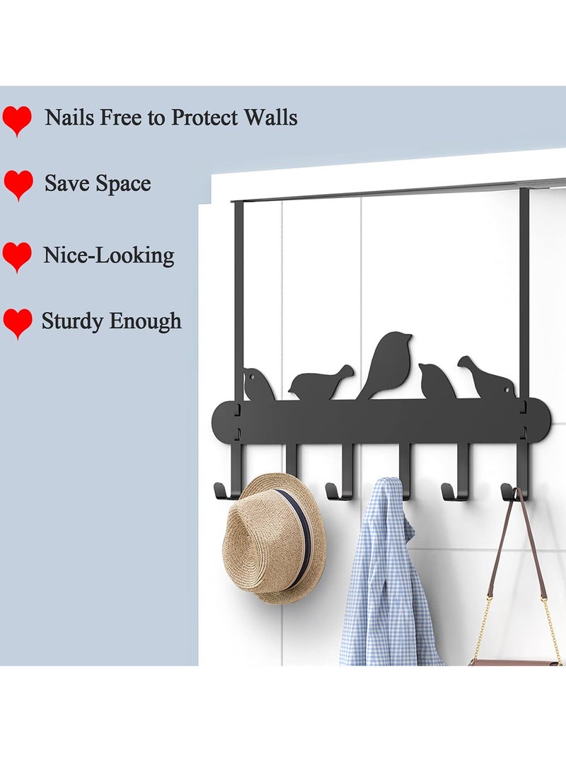 SYOSI Over The Door Hook for Bird Pattern Heavy Duty Hanging Towel Organizer with 6 Hooks for Towel Coat Bag Robe Space Saving Nails Free Fits Most Doors - Image 3