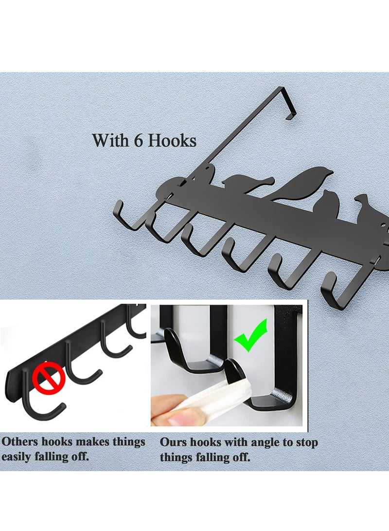 SYOSI Over The Door Hook for Bird Pattern Heavy Duty Hanging Towel Organizer with 6 Hooks for Towel Coat Bag Robe Space Saving Nails Free Fits Most Doors - Image 4