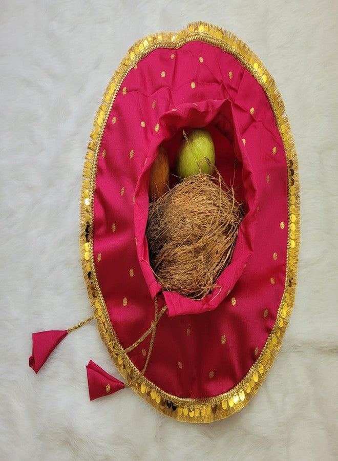 PUNYATVA Oti Rumal for Bride (Pink-Butti New)/ Otichi Pishvi/Oti Batwa/Oti Bag for Wedding Bride Shagun/Munj Lagn Shadi Haldi God Bharai engagement Shagun Gift Bag - Image 4