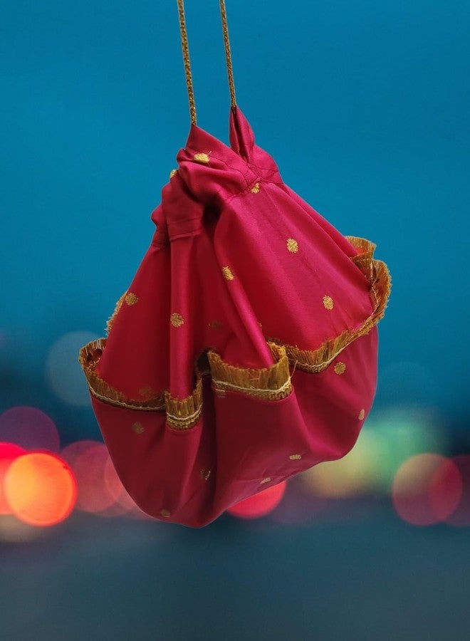 PUNYATVA Oti Rumal for Bride (Pink-Butti New)/ Otichi Pishvi/Oti Batwa/Oti Bag for Wedding Bride Shagun/Munj Lagn Shadi Haldi God Bharai engagement Shagun Gift Bag - Image 3