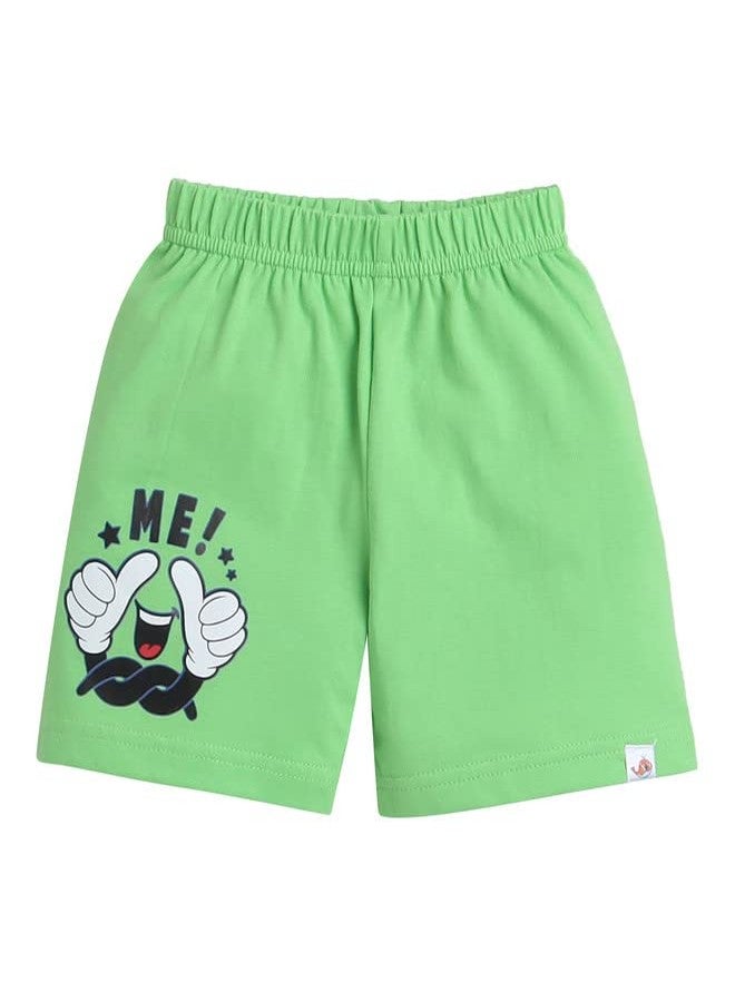 BUMZEE White & Green Boys Shorts Pack of 3 Age - 3-6 Months (Peb8223B-wht.grn) - Image 2