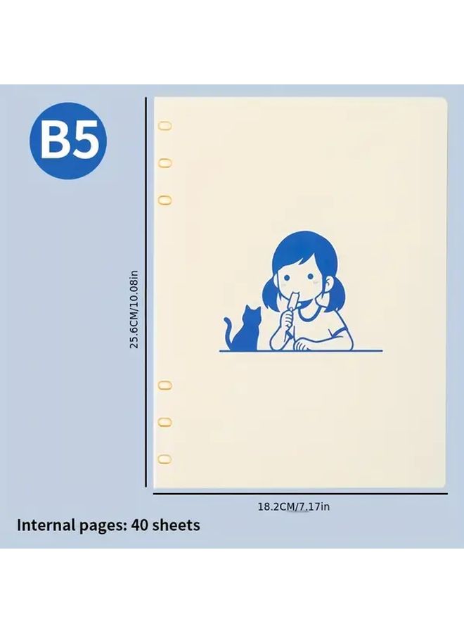 A5 Blue Thickened Loose Leaf Notebook with Removable Mushroom Hole Coil - Image 3