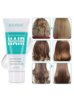 60ml Protein Correcting Hair Straightener Cream Silk Gloss Hair Straightening Cream Collagen Gloss and Smoothing Hair Cream for No Frizz Hair Curly Hair All Hair Types Hair Products for Women Men
