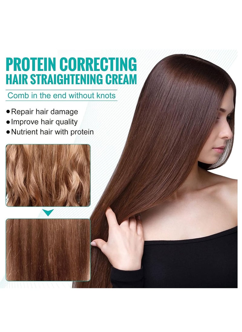 Sefudun - 60ml Protein Correcting Hair Straightener Cream Silk Gloss Hair Straightening Cream Collagen Gloss and Smoothing Hair Cream for No Frizz Hair Curly Hair All Hair Types Hair Products for Women Men - Image 1