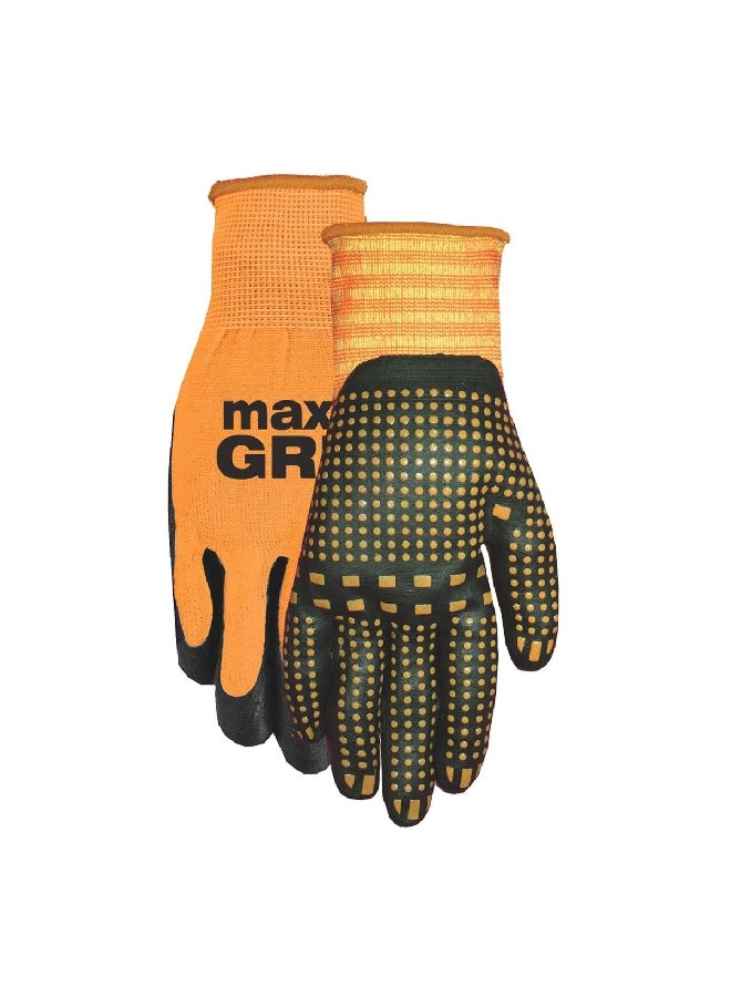 Midwest Pair of Max Grip Heavy-Duty Nitrile Dot Gardening Gloves Black and Orange One Size - Image 1