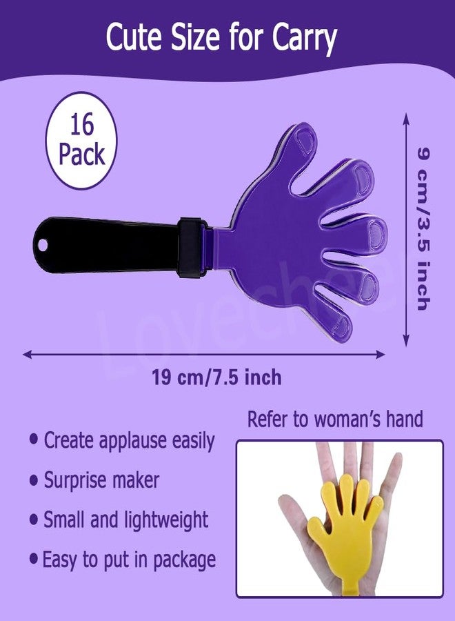 Lovecheer 16PCS Purple and Black Hand Clappers Noisemakers Mini Clapper for Basketball Hockey New Year Chrismas Halloween Sports Team Dance Party Cheering - Image 2