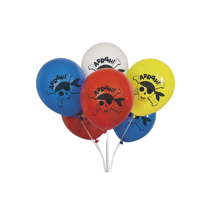 Unique Party 78425 12 Premium Ahoy Design  8ct Pirate Party Latex Balloons  Assorted Color  8 Pcs - Image 2