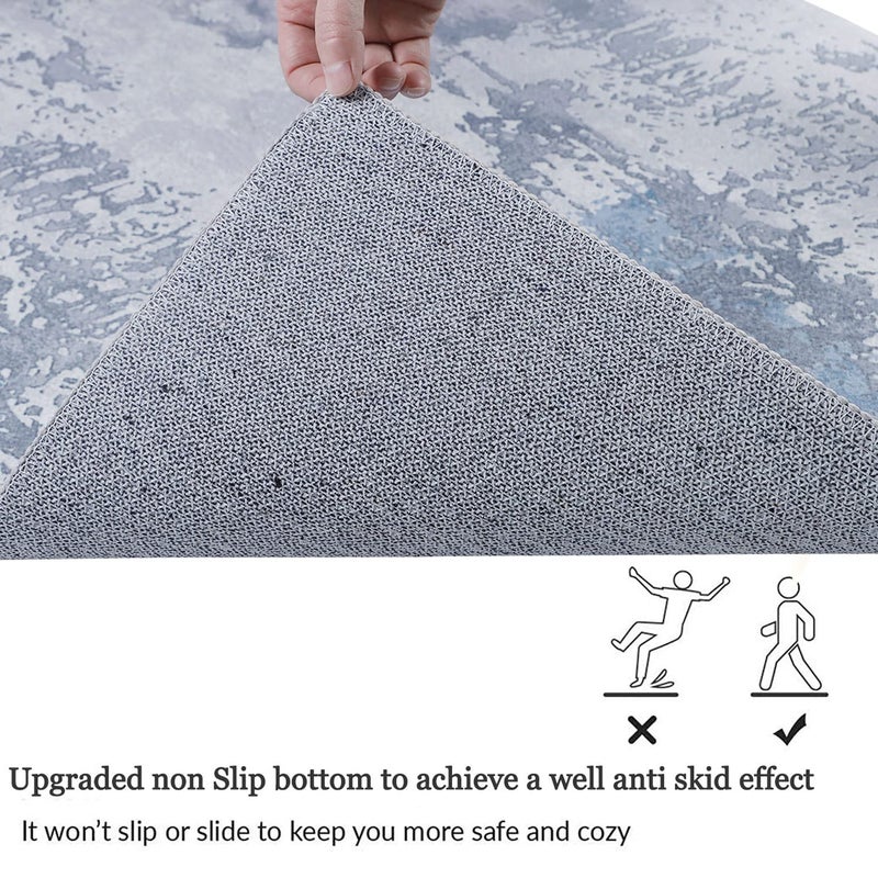 Famibay famibay Runner Rugs for Hallway 2x10 Runner Rug Non Slip Modern Hallway Rug Runner Printed Abstract Soft Low Pile Carpet Runners for Hallway Kitchen Entryway(Blue/Grey) - Image 4