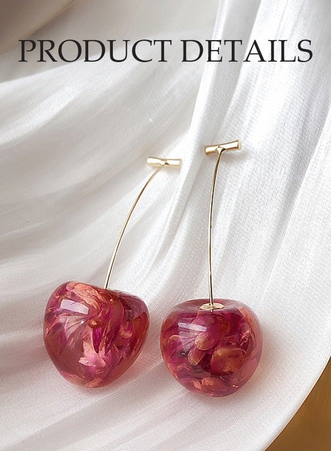 Women's Dangle Earrings Personalized Resin Alloy Earrings Cherry Dangle Earrings Lightweight Cherry Drop Earrings, Statement Stereo Fruit Earrings  - Image 2