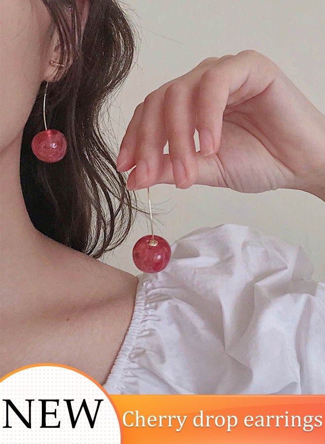 Women's Dangle Earrings Personalized Resin Alloy Earrings Cherry Dangle Earrings Lightweight Cherry Drop Earrings, Statement Stereo Fruit Earrings  - Image 1