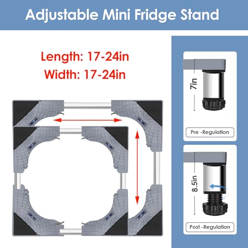 TOHONFOO Mini Fridge Stand with Silicone Mat, Universal Stand Base Adjustable Refrigerator Stand with 4 Sturdy Feet, 24''x 24'' Mini Fridge Drip Pan Protect From Appliance Leaks for Fridge, Washer, Dryer - Image 3