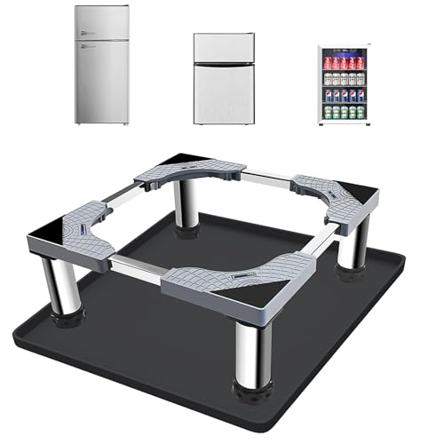 TOHONFOO Mini Fridge Stand with Silicone Mat, Universal Stand Base Adjustable Refrigerator Stand with 4 Sturdy Feet, 24''x 24'' Mini Fridge Drip Pan Protect From Appliance Leaks for Fridge, Washer, Dryer - Image 1
